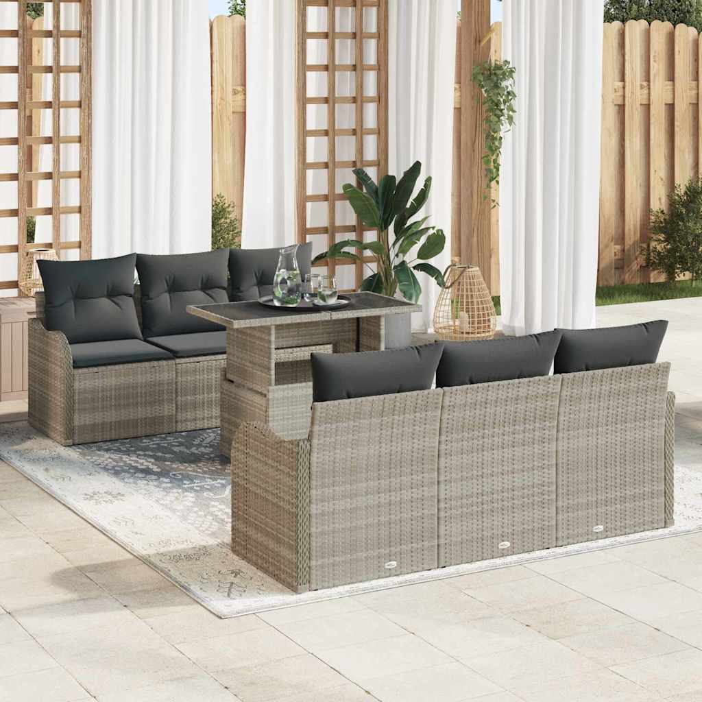 Tuin Sofa Set Met Kussen Met Opslag 7 Pcs Poly Rattan