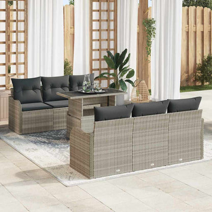 Tuin Sofa Set Met Kussen Met Opslag 7 Pcs Poly Rattan