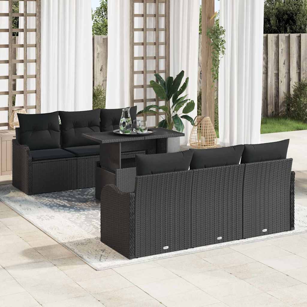 Tuin Sofa Set Met Kussen Met Opslag 7 Pcs Poly Rattan