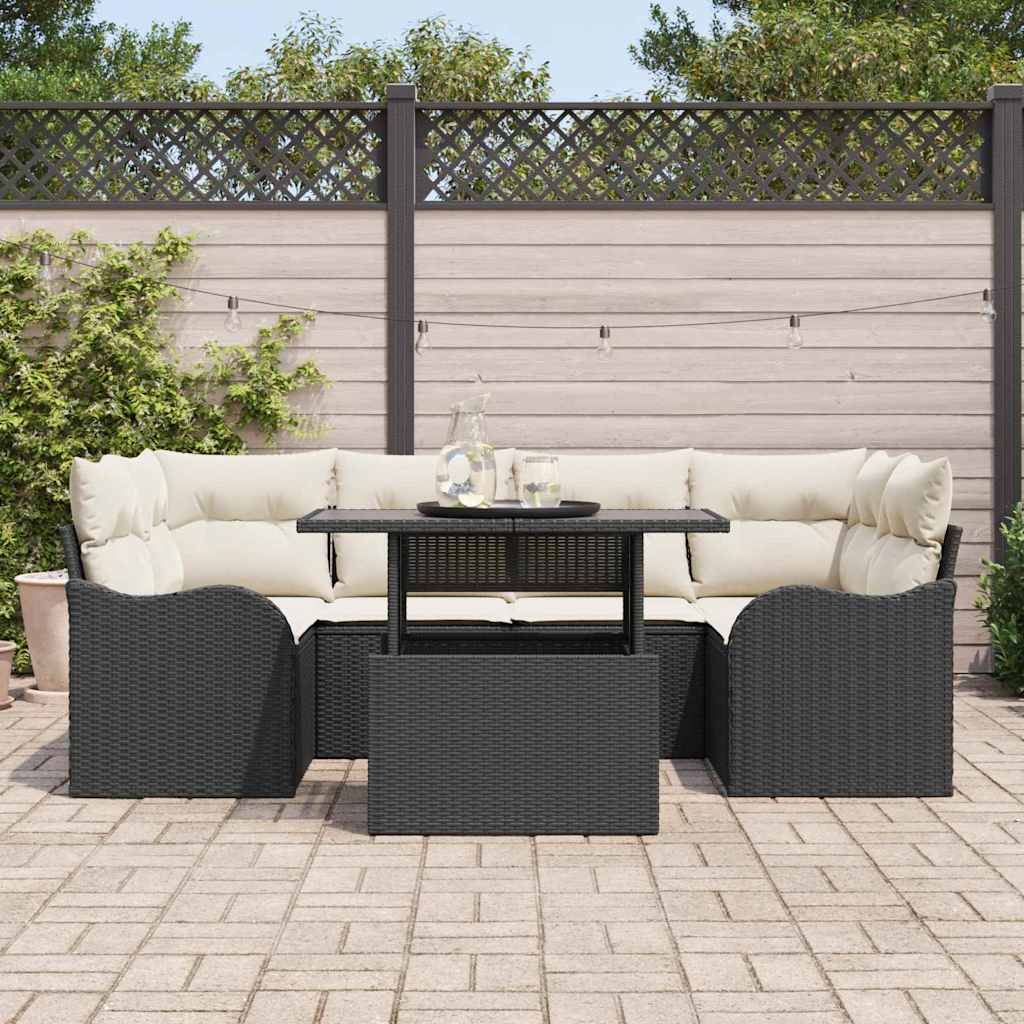 Tuin Sofa Set Met Kussen Met Opslag 7 Pcs Poly Rattan