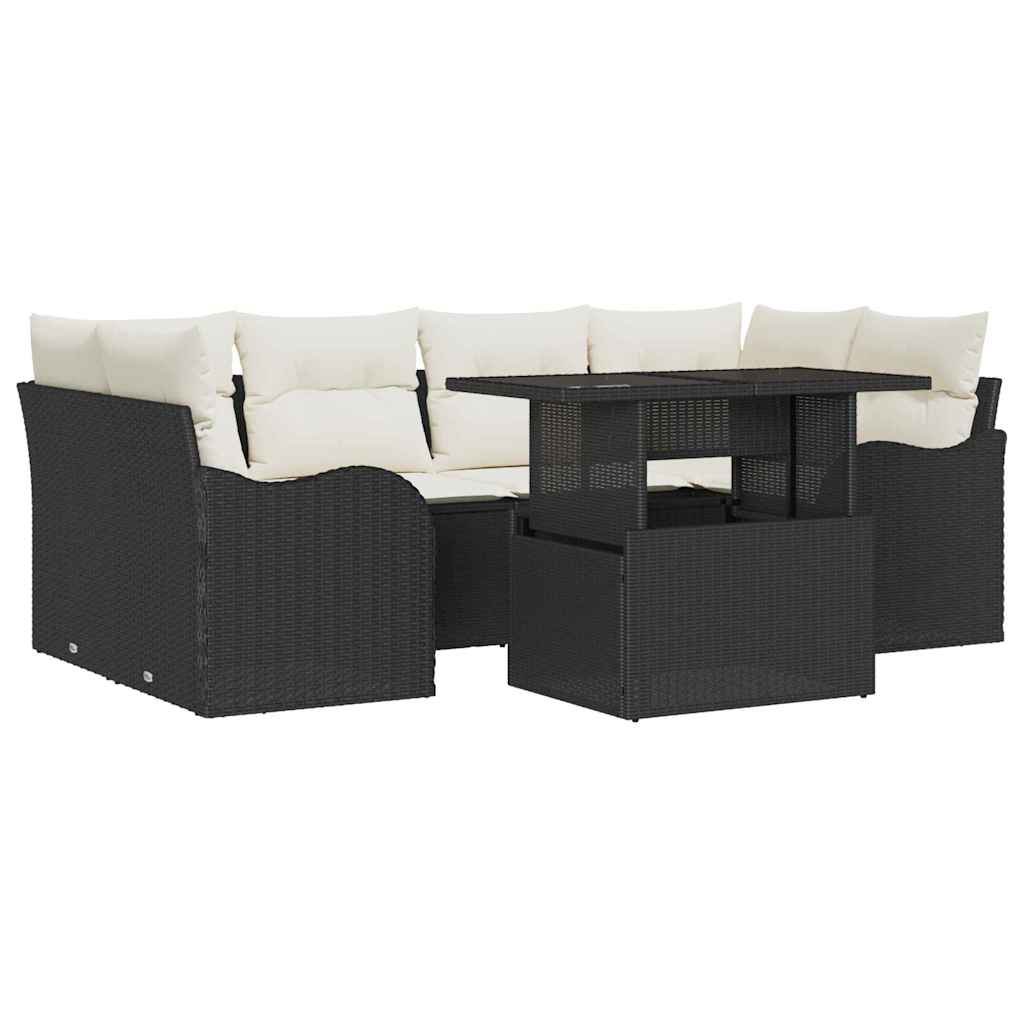 Tuin Sofa Set Met Kussen Met Opslag 7 Pcs Poly Rattan