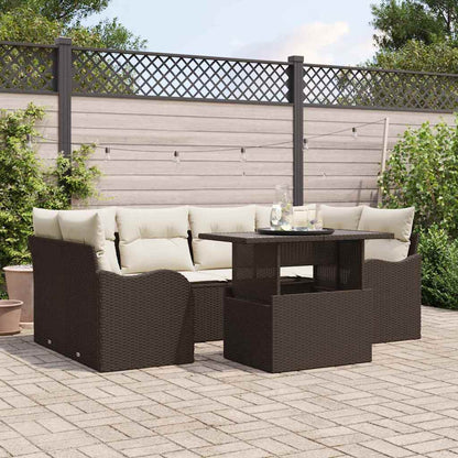 Tuin Sofa Set Met Kussen Met Opslag 7 Pcs Poly Rattan
