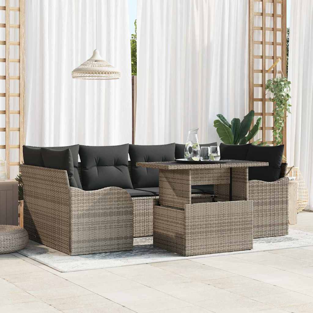 Tuin Sofa Set Met Kussen Met Opslag 7 Pcs Poly Rattan