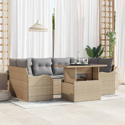 Tuin Sofa Set Met Kussen Met Opslag 7 Pcs Poly Rattan