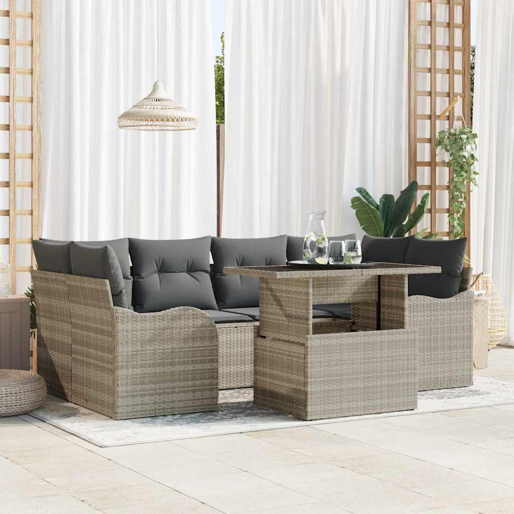 Tuin Sofa Set Met Kussen Met Opslag 7 Pcs Poly Rattan