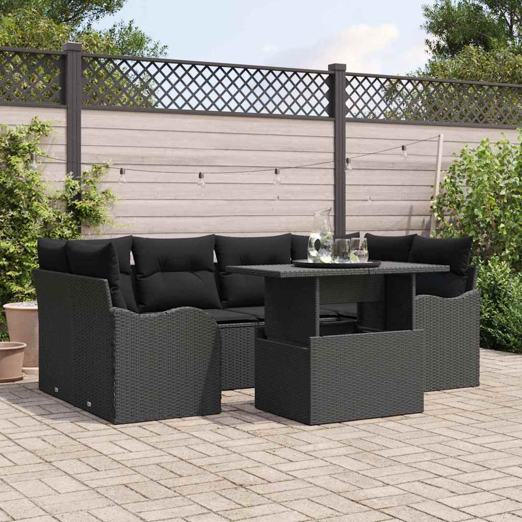 Tuin Sofa Set Met Kussen Met Opslag 7 Pcs Poly Rattan