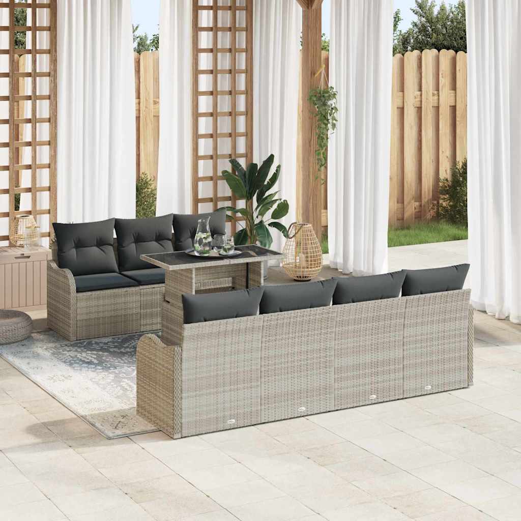 Tuin Sofa Set Met Kussen Met Opslag 8 Pcs Poly Rattan