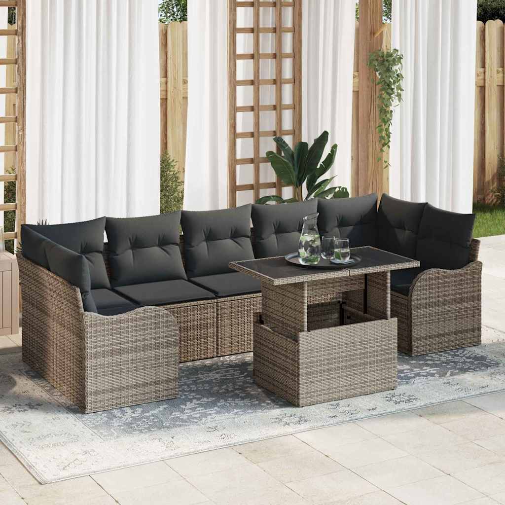 Tuin Sofa Set Met Kussen Met Opslag 8 Pcs Poly Rattan