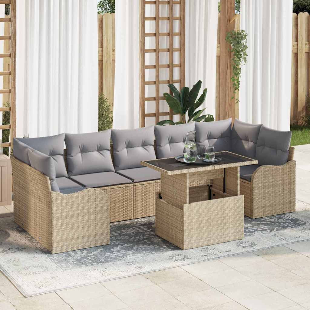 Tuin Sofa Set Met Kussen Met Opslag 8 Pcs Poly Rattan