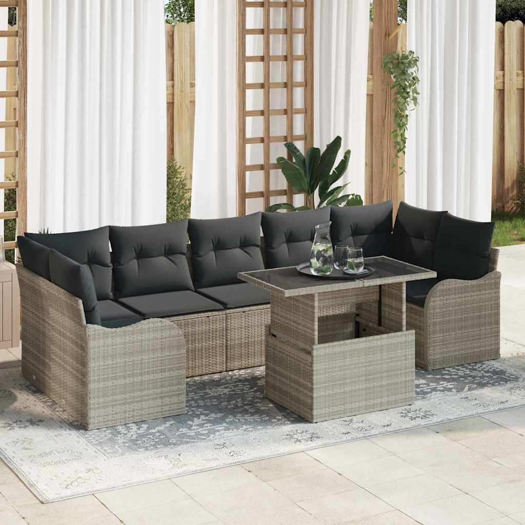 Tuin Sofa Set Met Kussen Met Opslag 8 Pcs Poly Rattan