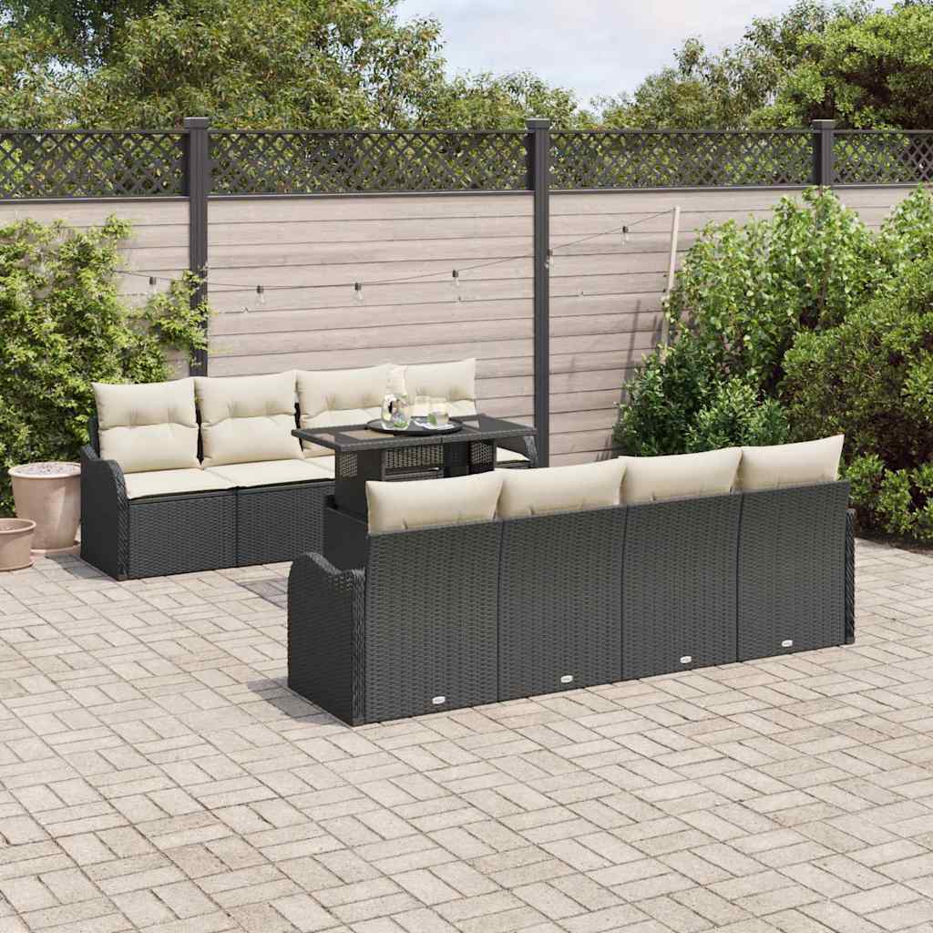 Tuin Sofa Set Met Kussen Met Opslag 9 Pcs Poly Rattan
