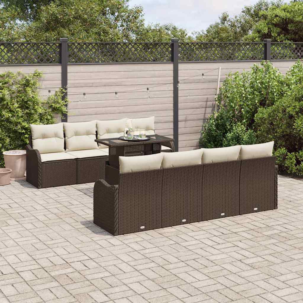 Tuin Sofa Set Met Kussen Met Opslag 9 Pcs Poly Rattan