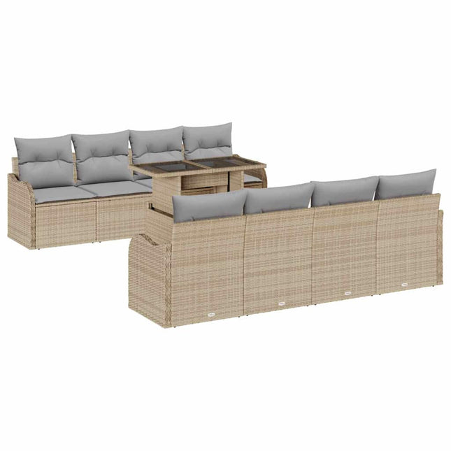 Tuin Sofa Set Met Kussen Met Opslag 9 Pcs Poly Rattan
