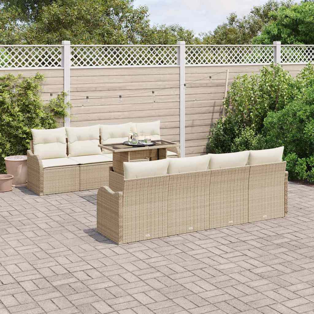 Tuin Sofa Set Met Kussen Met Opslag 9 Pcs Poly Rattan