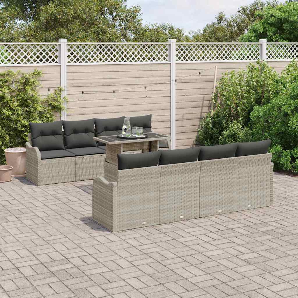 Tuin Sofa Set Met Kussen Met Opslag 9 Pcs Poly Rattan