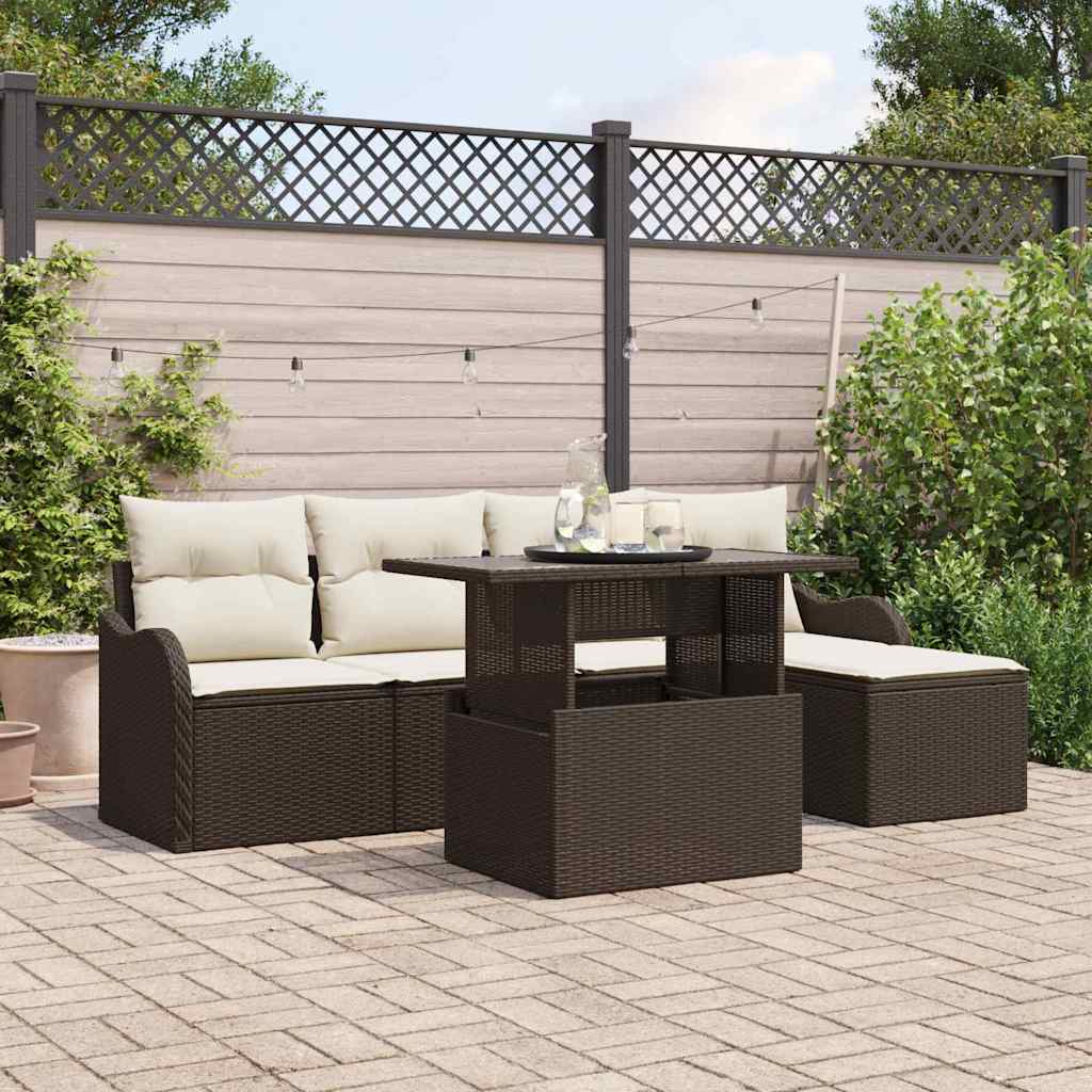 Tuinbankenset Met Kussen 6 Pcs Polyrattan
