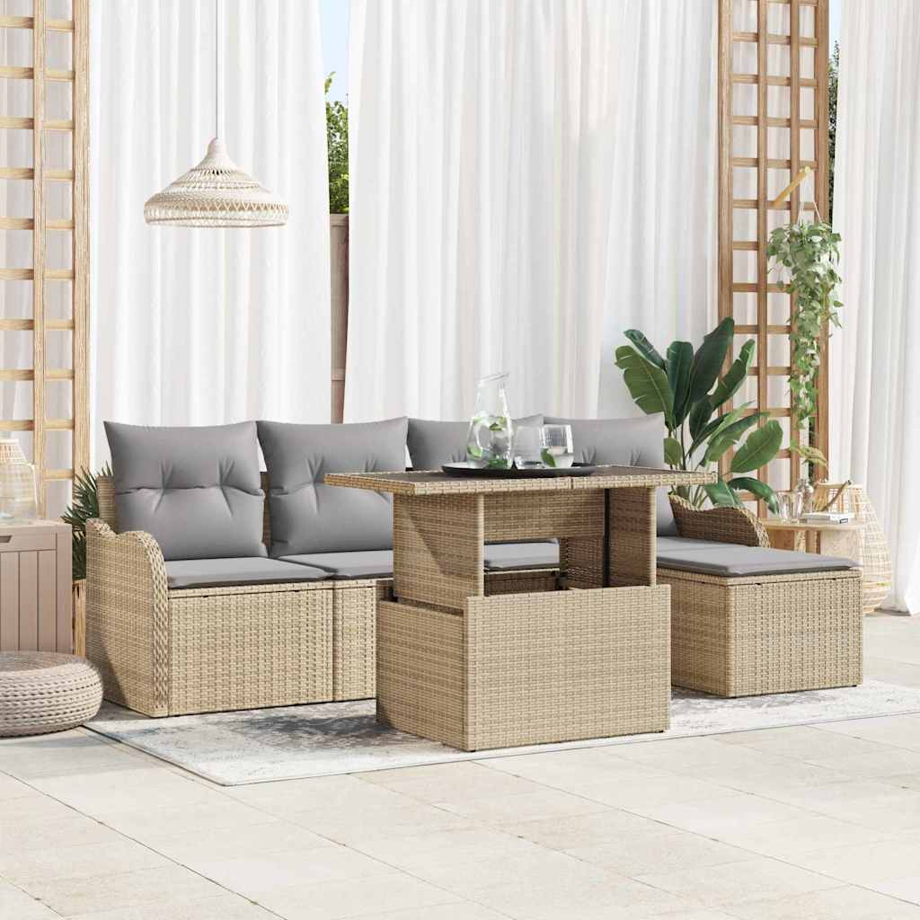 Tuinbankenset Met Kussen 6 Pcs Polyrattan