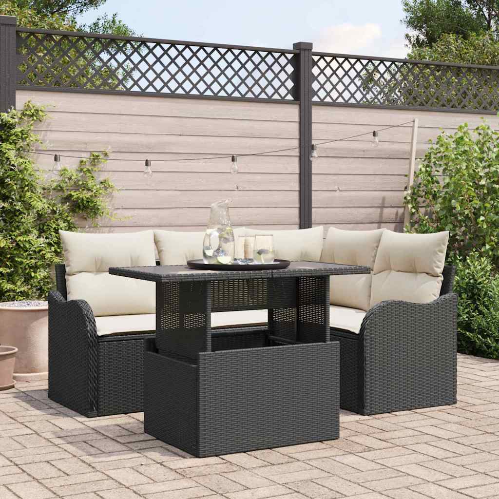 Tuin Sofa Set Met Kussen Met Kussen 5 Pcs Poly Rattan