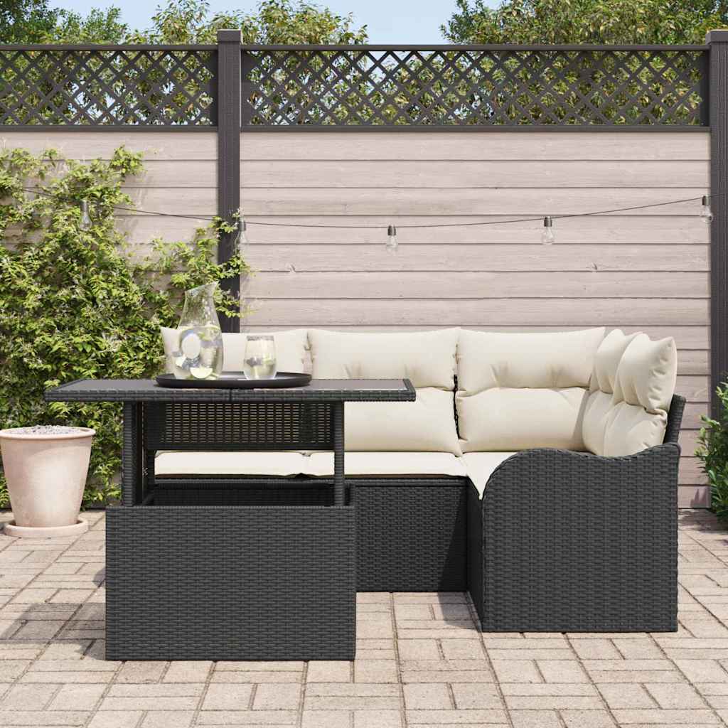 Tuin Sofa Set Met Kussen Met Kussen 5 Pcs Poly Rattan