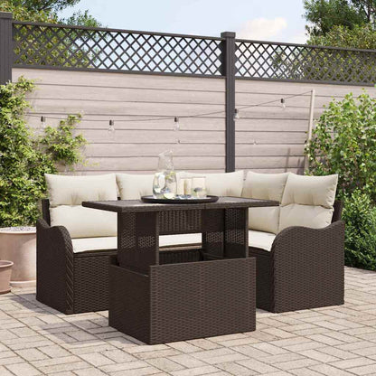 Tuin Sofa Set Met Kussen Met Kussen 5 Pcs Poly Rattan