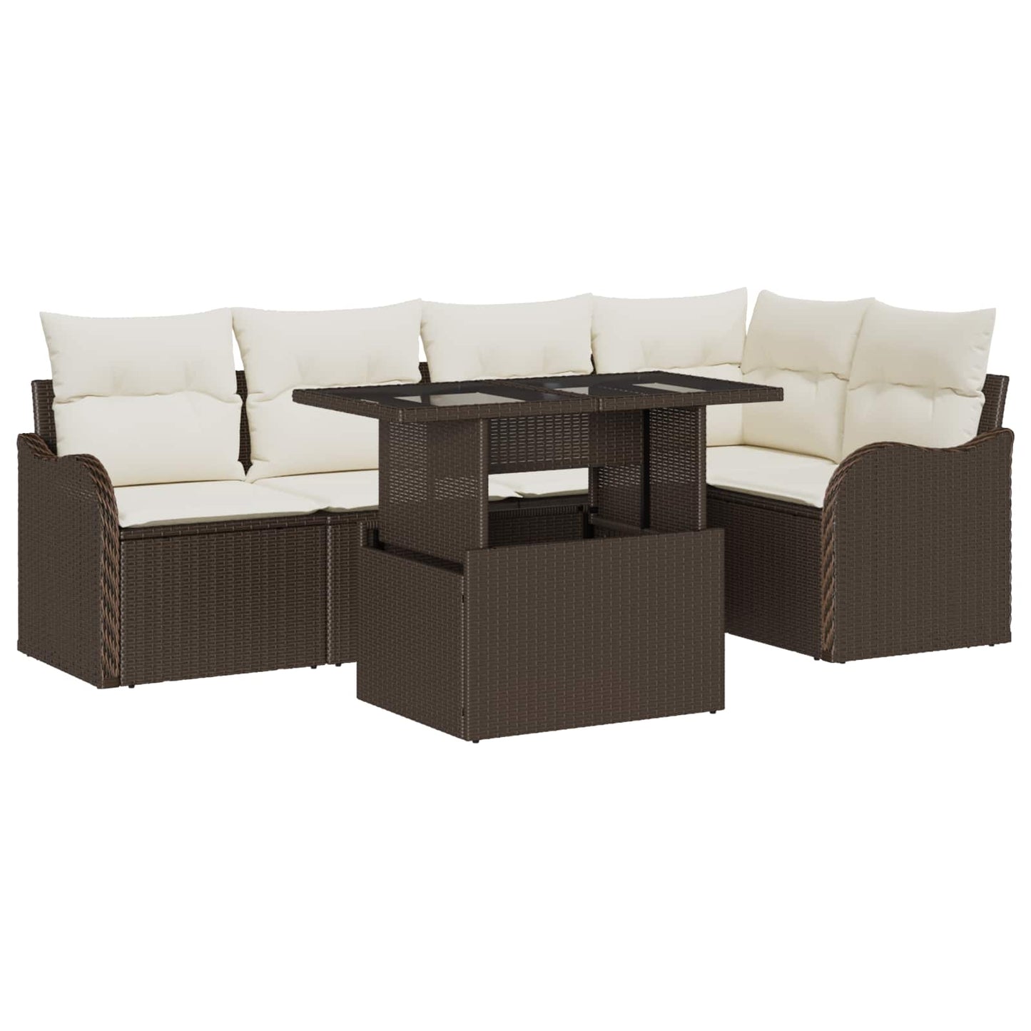 Tuin Sofa Set Met Kussen Met Kussen 6 Pcs Poly Rattan