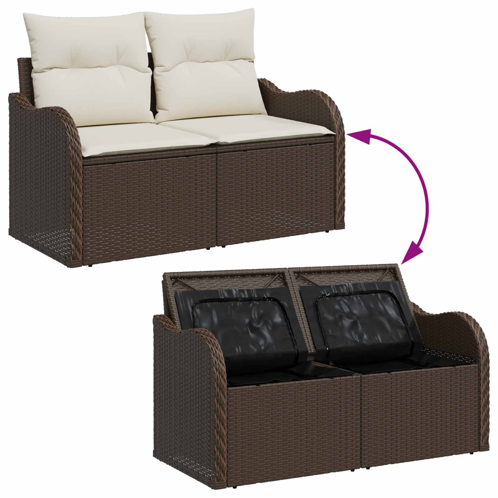 Tuin Sofa Set Met Kussen Met Kussen 6 Pcs Poly Rattan