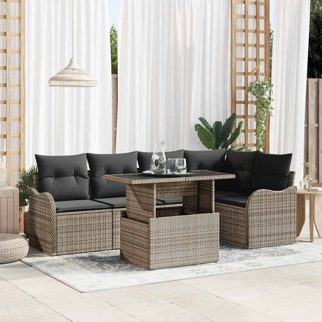 Tuin Sofa Set Met Kussen Met Kussen 6 Pcs Poly Rattan