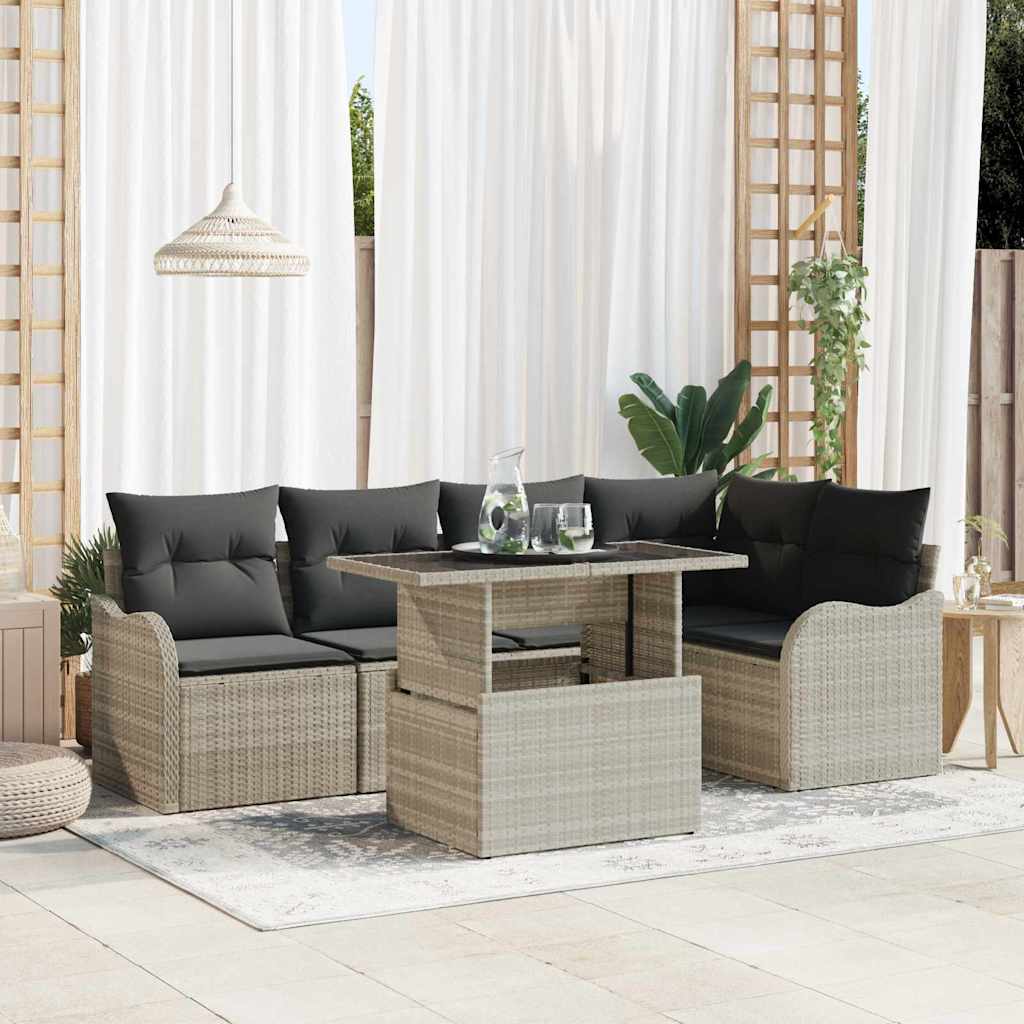 Tuin Sofa Set Met Kussen Met Kussen 6 Pcs Poly Rattan