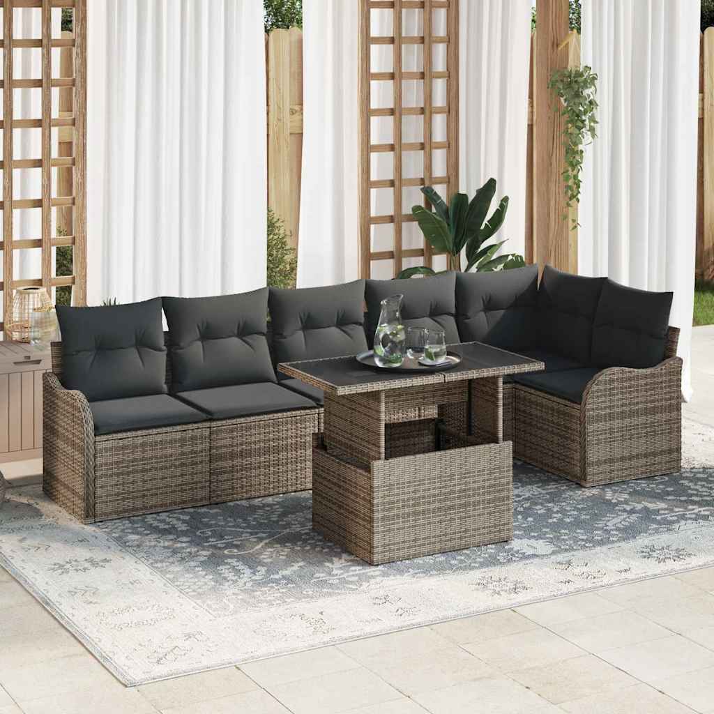 Tuin Sofa Set Met Kussen Met Kussen 7 Pcs Poly Rattan