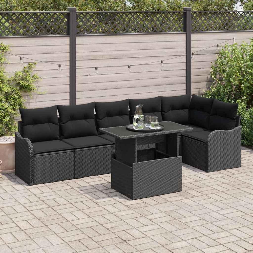 Tuin Sofa Set Met Kussen Met Kussen 7 Pcs Poly Rattan