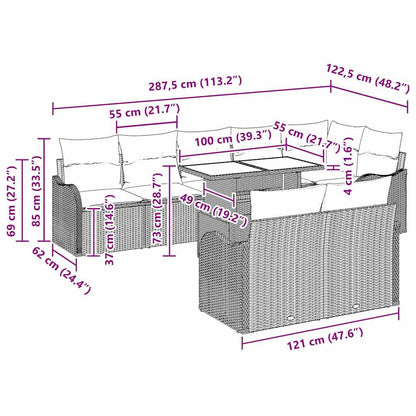 Tuin Sofa Set Met Kussen Met Kussen 9 Pcs Poly Rattan
