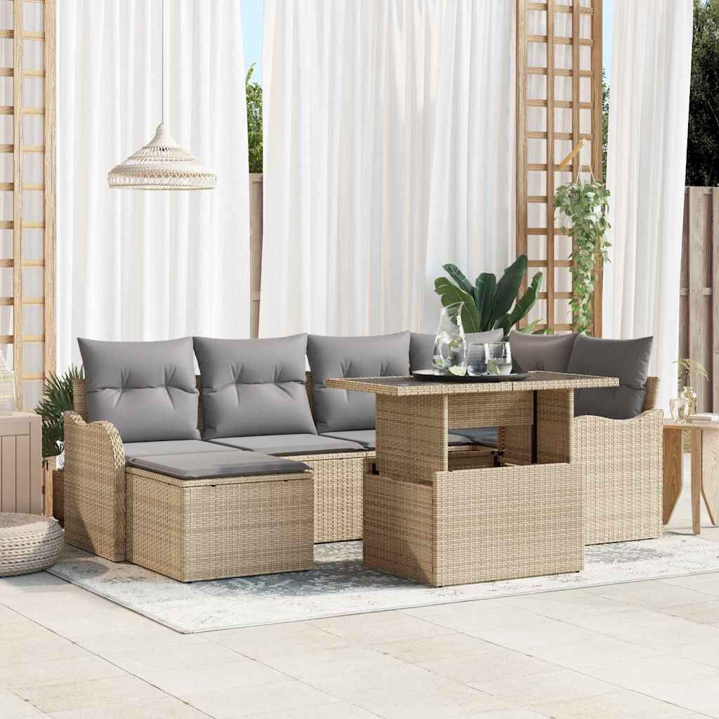 Tuin Sofa Set Met Kussen Met Opslag 7 Pcs Poly Riet