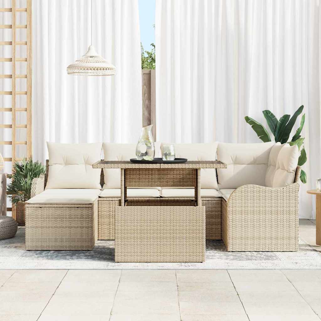 Tuin Sofa Set Met Kussen Met Opslag 7 Pcs Poly Riet