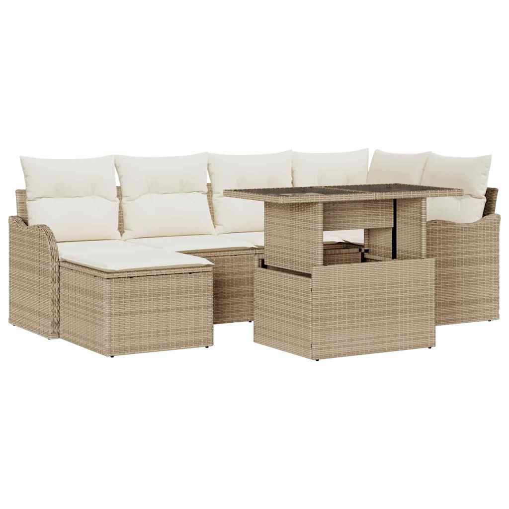 Tuin Sofa Set Met Kussen Met Opslag 7 Pcs Poly Riet