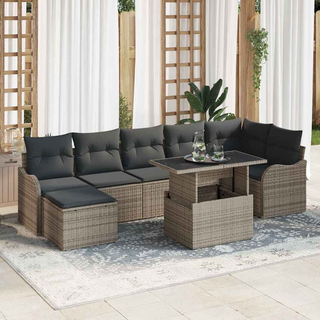 Tuin Sofa Set Met Kussen Met Opslag 8 Pcs Poly Riet