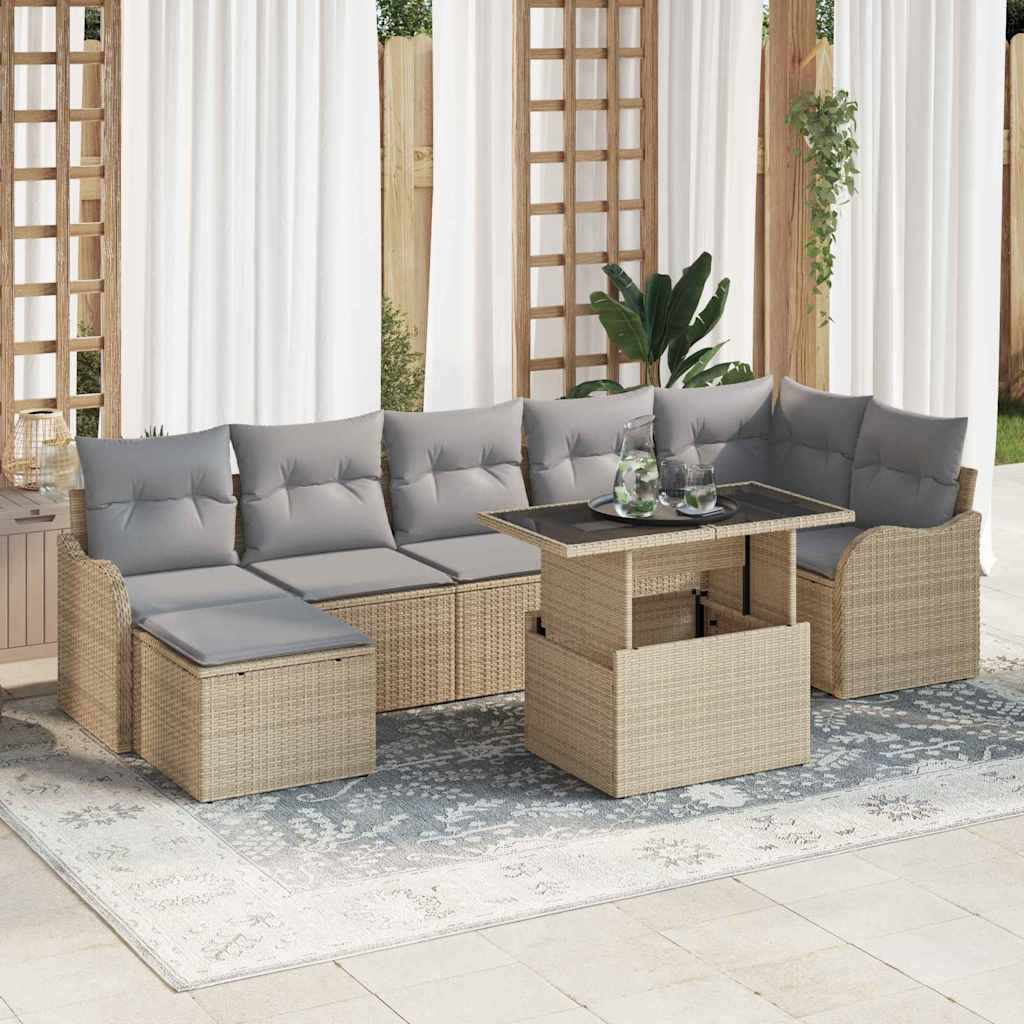 Tuin Sofa Set Met Kussen Met Opslag 8 Pcs Poly Riet