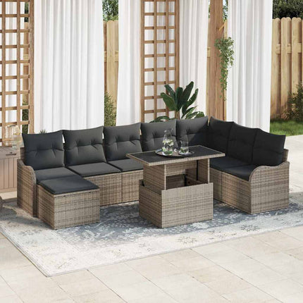 Tuin Sofa Set Met Kussen Met Opslag 9 Pcs Zwart Poly Riet