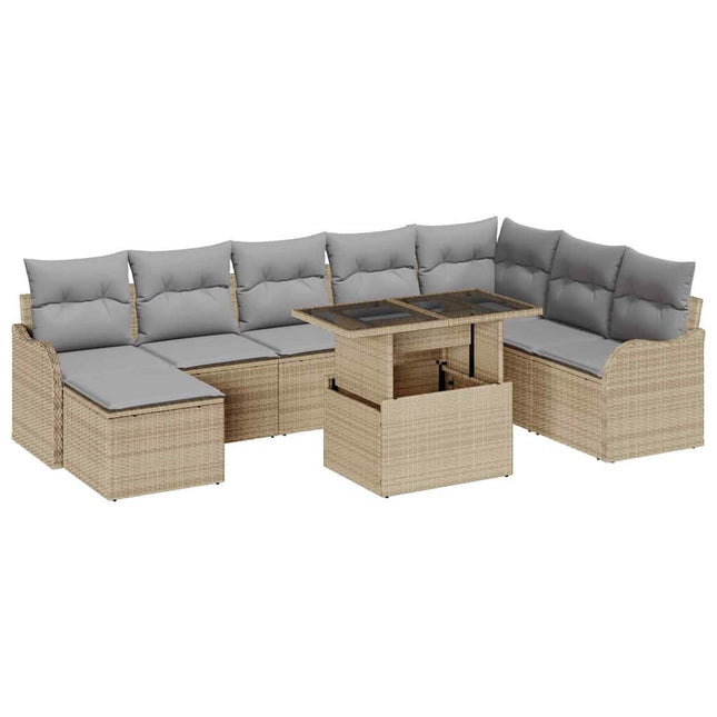 Tuin Sofa Set Met Kussen Met Opslag 9 Pcs Poly Riet