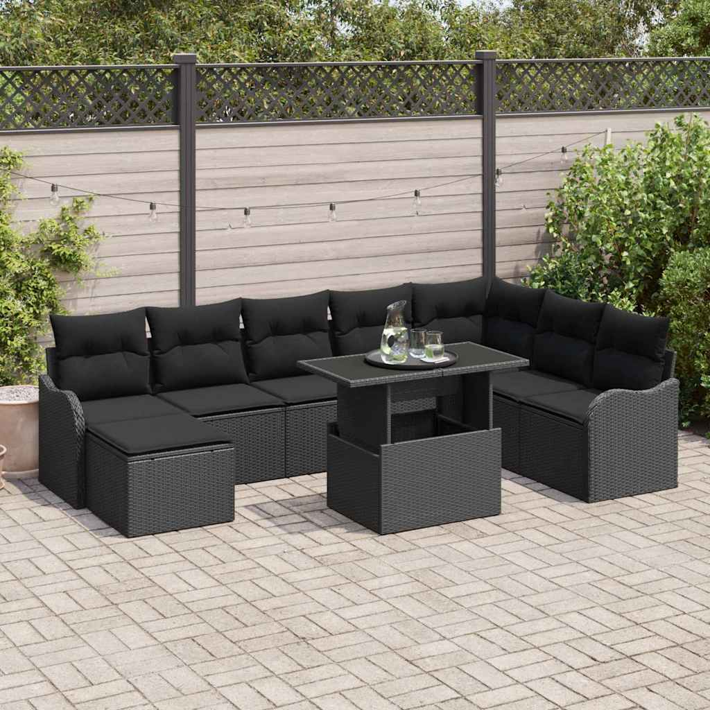 Tuin Sofa Set Met Kussen Met Opslag 9 Pcs Poly Riet