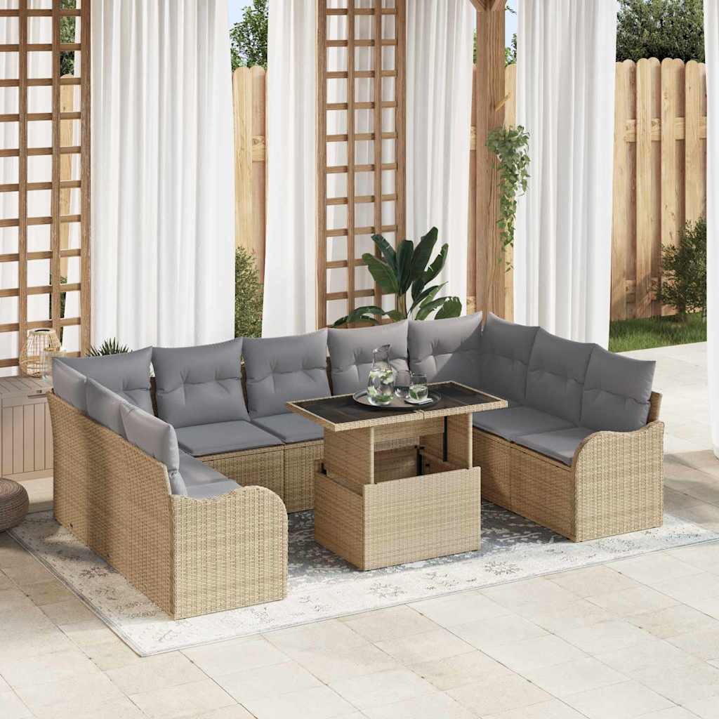 Tuin Sofa Set Met Kussen Met Kussen 10 Pcs Poly Rattan