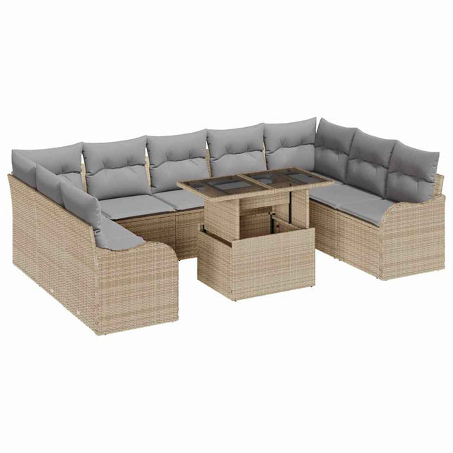 Tuin Sofa Set Met Kussen Met Kussen 10 Pcs Poly Rattan