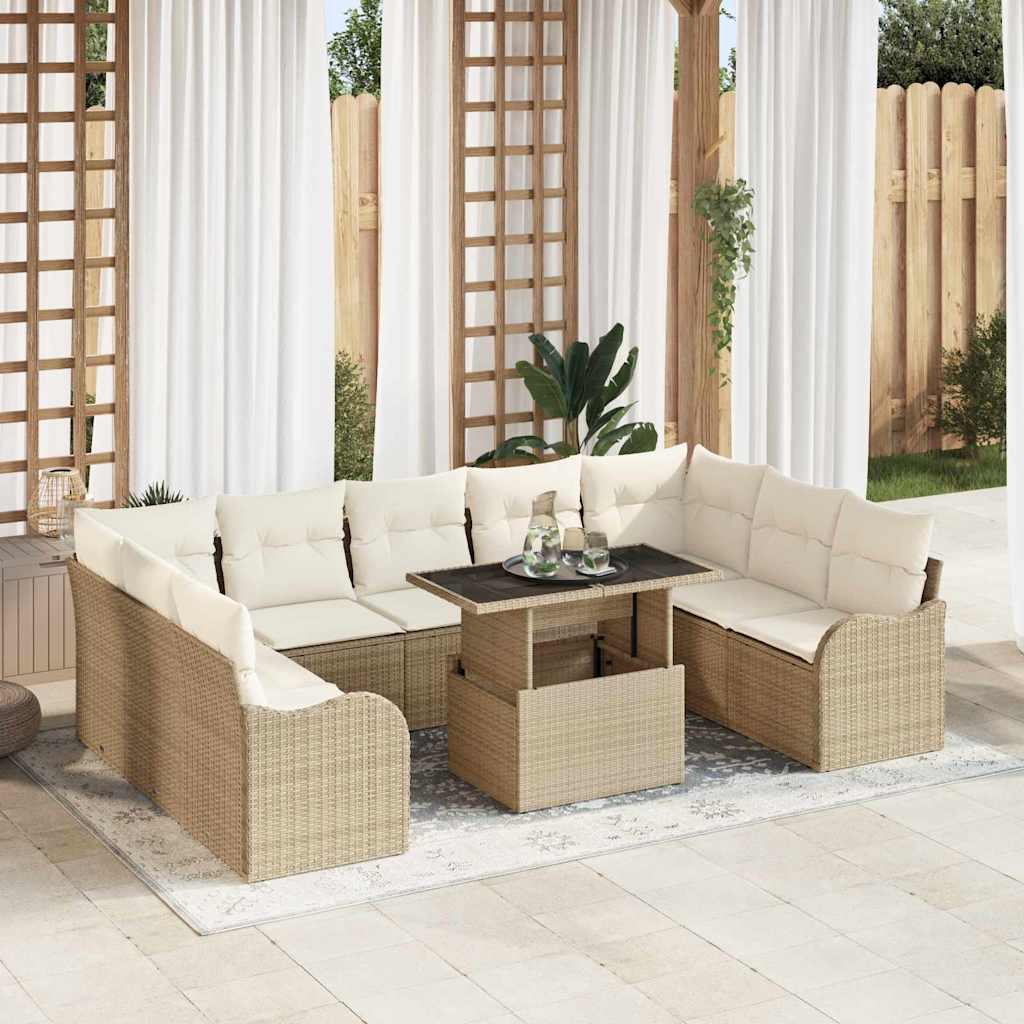 Tuin Sofa Set Met Kussen Met Kussen 10 Pcs Poly Rattan