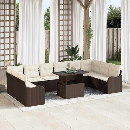 Tuin Sofa Set Met Kussen Met Kussen 11 Pcs Poly Rattan