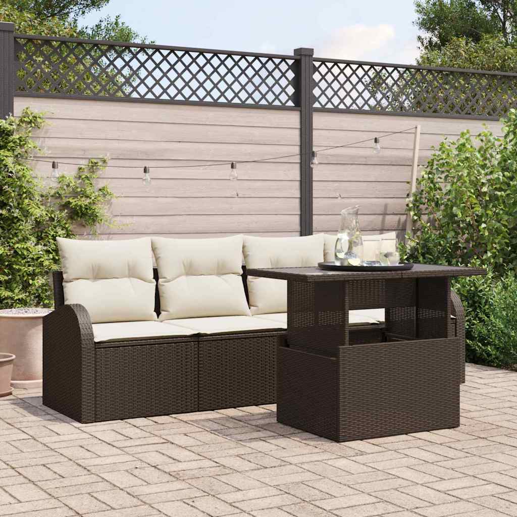 Tuin Sofa Set Met Kussen Met Kussen 5 Pcs Poly Rattan