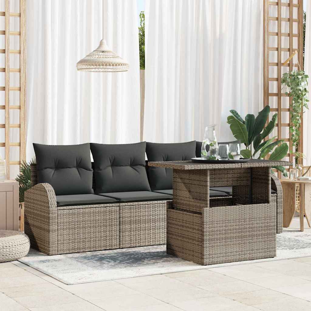 Tuin Sofa Set Met Kussen Met Kussen 5 Pcs Poly Rattan