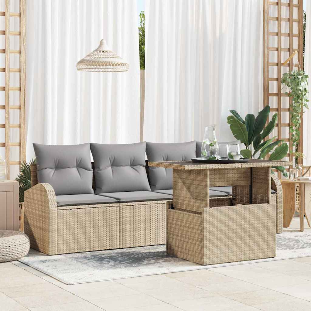 Tuin Sofa Set Met Kussen Met Kussen 5 Pcs Poly Rattan