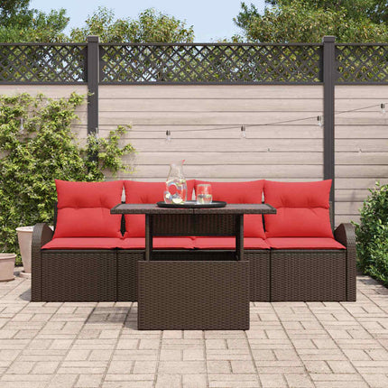 Tuin Sofa Set Met Kussen Met Kussen 5 Pcs Poly Rattan