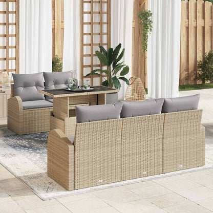 Tuin Sofa Set Met Kussen Met Kussen 6 Pcs Poly Rattan