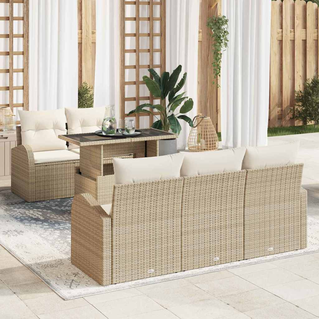 Tuin Sofa Set Met Kussen Met Kussen 6 Pcs Poly Rattan