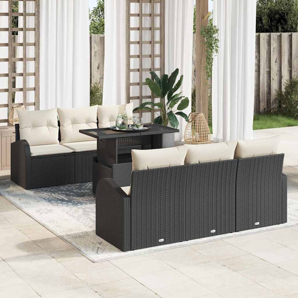 Tuin Sofa Set Met Kussen Met Opslag 7 Pcs Poly Rattan